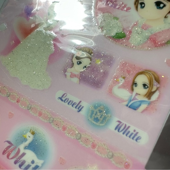 Sticker 6 Sheets White Graceful Lovely WlO4-ST53-6